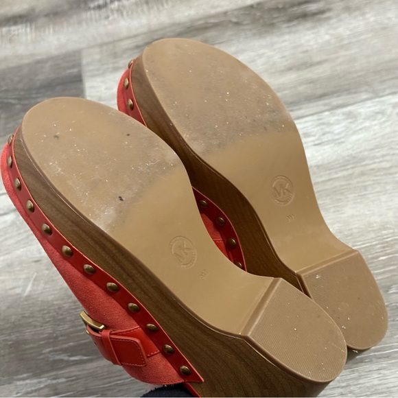 MICHAEL KORS Rye Studded Suede Platform Clogs in Tomato Red - Picture 4 of 4